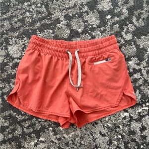 Vuori Orange Athletic Shorts Elastic Waistband Lightweight